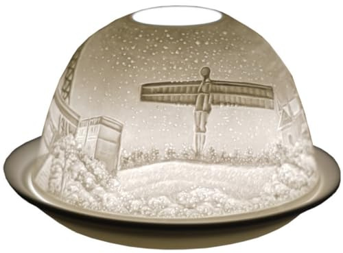 Cello Porzellan-Teelichthalter, Kuppel, Nordosten Englands – Tyne Bridge Design, ein atemberaubender Teelichthalter, der ein 3D-Bild projiziert, Engel des Nordens, Nordosten Geschenke, Geordie