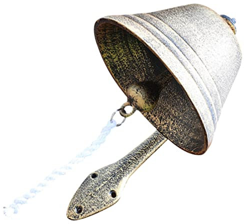 STOBOK Vintage Decor Cast Iron Wall Bell Vintage Dinner Bell Entry Door Outside Hanging Decor Antique Farmhouse Style ation For Farm Front Gate Brown Home