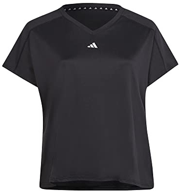 Adidas Damen AEROREADY Train Essentials Minimal Branding V-Neck Tee (Plus Size), Black, XL Plus
