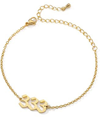 PAMTIER Engel Zahl Knöchel Armband Damen Edelstahl verstellbare Kette Fußkettchen zierlich einfache Numerologie Schmuck