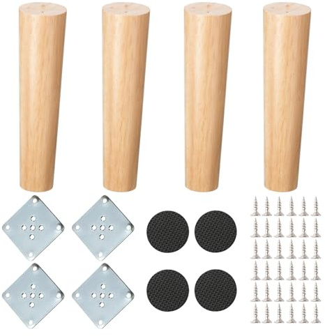 NAKUPENDA Möbelfüße Holz 4 Stück Sofafüße Holzmöbelbeine Gerade Konisch Ersatz Möbelbeine für Sofa TV Schrank Bett Couch Stuhl Teeschrank (20cm Höhe)