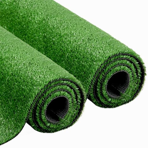 NINXANG Artificial Grass Synthetic Lawn Outdoor Faux Grass Rug for Patio 0.4 Inch Pile Height 7FTx12FT Astro Turf Roll Carpet Turf Indoor for Bedroom Fake Grass for Pets