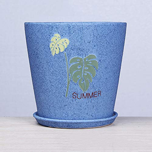 Kaktus-Keramik-Blumentöpfe Nordischer Stil Blumentopf Grüne Pflanze Einfacher Blumentopf Hausgarten Bürodekor Pflanzgefäße Ornamente Blumentöpfe Viele Größen (Color : Blue, Size : M)