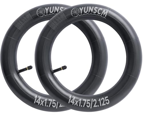 YunSCM 2PCS 47/57-254 14 Zoll Schlauch 14x1.75 14x1.9 14x1.95 14x2.0 14x2.10 14x2.125 AV32mm Valve Schrader-Ventil, kompatibel 14 Zoll Fahrradschlauch/Kinderfahrrad Schlauch 14x1.75/1.95/2.125