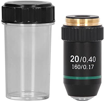 20X Objektiv, 20X Akromatiskt Mikroskopobjektiv Mässing Krompläterad 20X Mikroskopobjektiv Gränssnitt 20,2 Mm för Mikroskoplinser