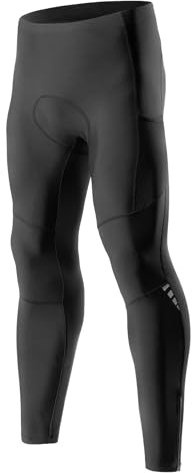 Santic Winter Fahrradhose Lang Herren Radlerhose Radhose Fleece Thermo Legging Radsport Lange Hosen Winddicht Reflektierend Elastische Sitzpolster Schwarz XL
