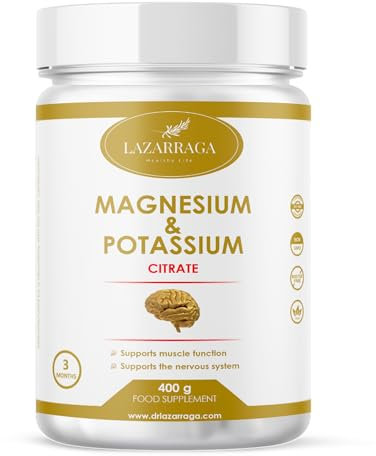 MAGNESIO E POTASIO ALTA DOSAGGIO | Citrato di magnesio 250 mg + citrato di potassio 1000 mg puri | supporto muscolare, energia, sistema nervoso e stanchezza | sapore neutro | 400 gr SENZA ADDITIVI |