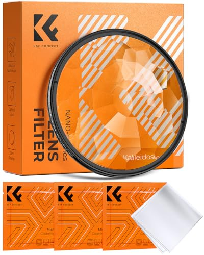 K&F CONCEPT Ø58mm Filtre Kaléidoscope Prisme Photo Filtre Effet Speciaux | avec 3 Chiffons inclus,Effet spécial créatif,pour Photographie d'art,en Verre optique K9,HD,Cadre CNC Antidérapant,FE110