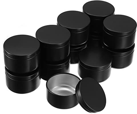 NUOBESTY 12pcs 50ml Black Metal Candle Tins Sealed Lids Small Round Candle Jars and Storage for Aromatherapy