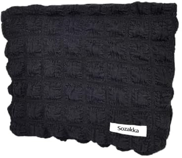 Fycyko Kulturtasche Kosmetiktasche Massivfarbe Waschtasche Makeup Organizer Portable Karierte Kulturbeutel Schminktasche Multifunktionaler Reisen Kulturtasche für Damen Mädchen - Schwarz