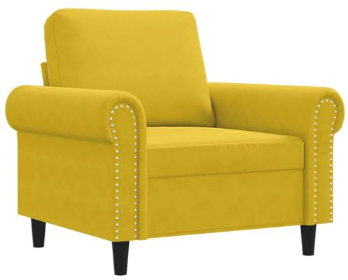 vidaXL Sessel, Fernsehsessel mit Metallgestell, Relaxsessel mit dick gepolsterter Sitzfläche Armlehnen Rückenkissen, Polstersessel Sofa Relaxsofa, Gelb Samt