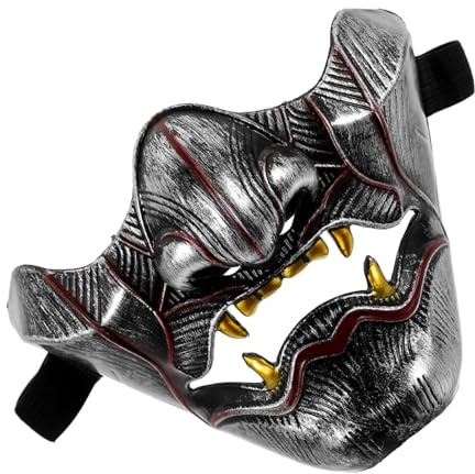 Abaodam Máscara De Sabiduría Máscara Prajña Japanese Hannya Mask Samurai Prajna Mask Drama Budismo Prajna Máscara Kabuki Ghost Facemasks Cosplay Hombres y Mujeres El Plastico Oro y Plata