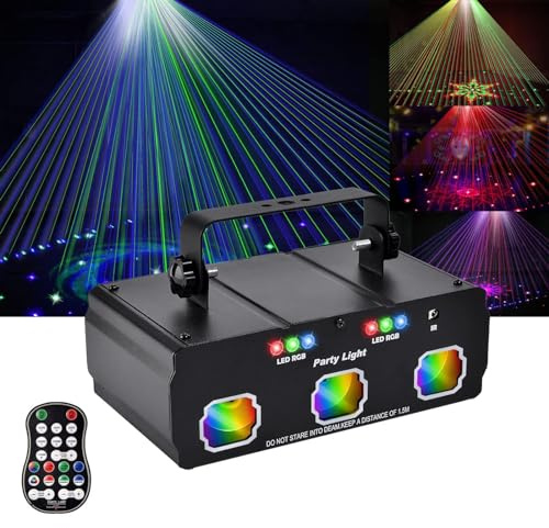 HDaspijh 15 Modes Party Lights LED RGB DJ Disco Stage Light Sound Activated Projector Light for Indoor Party Festival Bar KTV Decoration, Sound Control/Auto/DMX/Remote Control