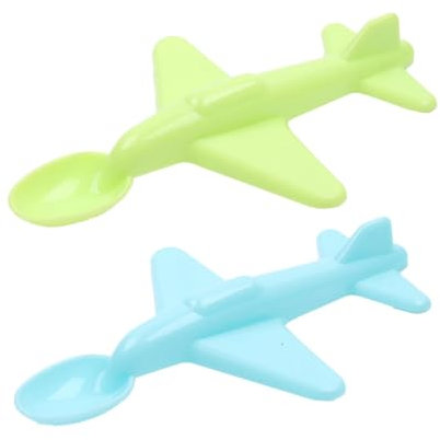Weppduk Baby-Löffel, Kinder-Löffel, Abendessenlöffel für Flugzeug, helle Farbe, 2 Stück - sicheres Besteck für Kinder, umweltfreundliches Besteck für die Heimschule, drinnen und