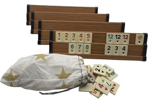Generisch Star Game-mittelgroßes Rummy, Romme, Okey Set, Reisespiel aus Holz (mittelgroß 36,0 x 9,0 x 7,0 cm)