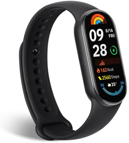 Mi Smart Band 9,Smart Watch,1.62'' AMOLED Screen,21 Days Battery Life,Fitness Watch with Heart Rate Sleep Monitor Step Counter,150+ Sports Modes Fitness Tracker,Smartwatches for Android IOS,5ATM*Black