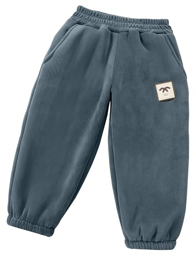 FEOYA Kinder Fleecehose Warm Winterhose Lässige Outdoorhose Elastische Bund Jogginghose Verdickte Sporthose Jungen Mädchen Thermohose 110