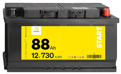 Denagi Start Autobatterie 12V 88Ah 730A/EN Starterbatterie, absolut wartungsfrei