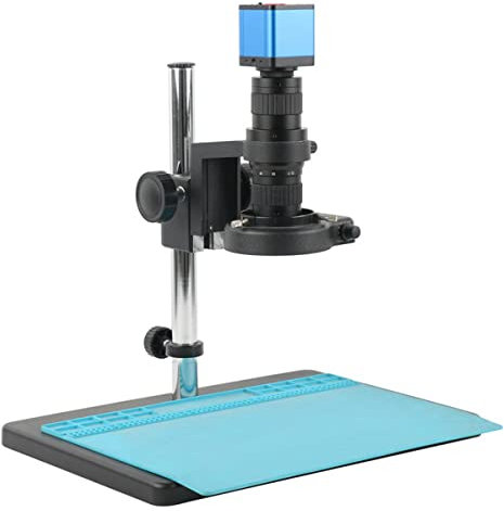 Lab Microscope Accessories HDMI VGA USB Video Microscope Camera 200X 0.7X-5X Adjustable Monocular Microscope Zoom C Mount Lens Set For PCB Soldering Phone Repair PCB inspection(50MP HDMI USB)