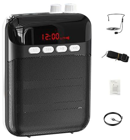 Amplificateur de voix rechargeable pour enseignants | Amplificateur de voix portable | Longue durée de vie de la batterie Sangle réglable pour enseigner les formateurs, chanteurs, entraîneurs