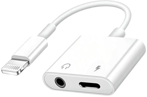 iPhone Aux Adapter/iPhone Headphone Adapter and Charging [MFi Certified] 2 in 1 Lightning to Jack 3.5 mm Headphones Adapter Aux Audio Charger Splitter Converter with 14/12/11/XR/8/7 All iOS Systems