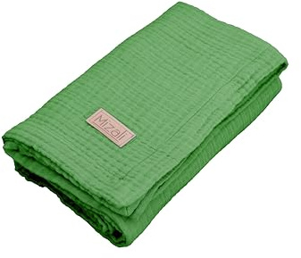 Mizali Premium Musselin Babydecke, 120 x 80 cm, 4-lagig, Baumwolle, Atmungsaktiv, Einfarbig, Kuscheldecke, Sommerdecke, Tagesdecke, für Kinder, Geschenk für Neugeborene (Smaragdgrün)