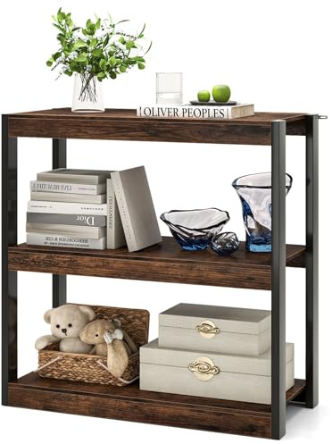 COSTWAY 3/4-Tier Bookshelf, Wooden Bookcase Open Shelving Unit with Dual Anti-Tipping Kits, Freestanding Display Rack Organizer for Living Room, Bedroom & Study (90 x 39 x 90 cm)