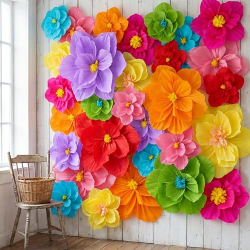 Humyoun Riesige Papierblumen, künstliche Papierblumen, Dekorationen für Hochzeit, Abschlussfeier, Brautparty, Geburtstag, handgefertigt, Wandhintergrund, Tischdekoration, Partyzubehör (Mexikanische