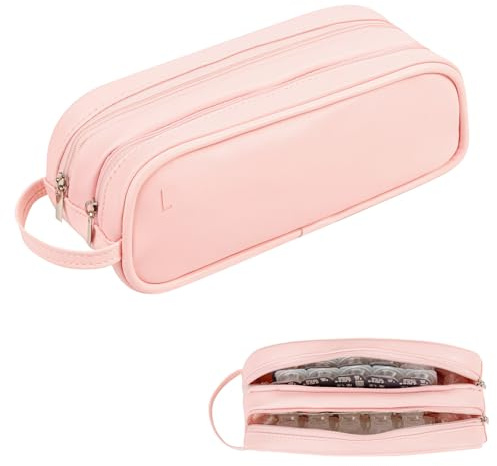 LYKKEKOI Daily Contact Lens Organizer case,Portable Storage Case for Disposable Daily Contact Lenses, Travel Storage Case with Clearly Labeled R & L, Storage up to 60 lenses (Pink)