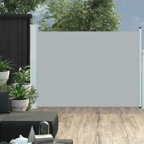 Myheimly Seitenmarkise Sichtschutz Windschutz Sonnenschutz Balkon Seitenmarkise,Grau,120 x 500 cm