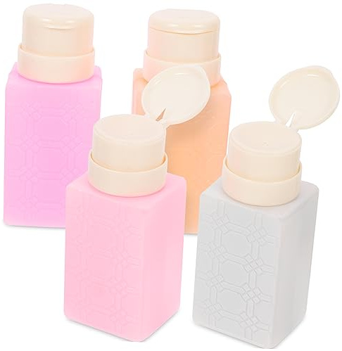 WOFASHPURET 4stücke Pumpflasche zum Wiederbefüllen für Nagellackentferner Kosmetik und Flüssigkeiten Robuste mit Praktischem Verschluss Tragbar und Wiederverwendbar