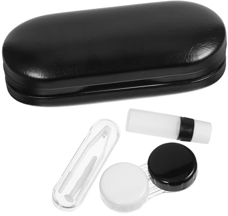 FOYTOKI Estuche de PU y Plástico Portátil Negro para Lentes de Contacto | Diseño Compacto para Mochila y Uso Exterior, Interior Flocking Cloth, Ligero y Práctico