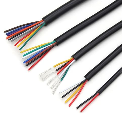 FBANULPEX Fil de cuivre étamé Câble électrique d'extension， Câble Audio électronique Souple UL2464, câble gainé en cuivre de 28 AWG à 16 AWG, câble de Signal(30AWG,2 Meters 5 Cores)