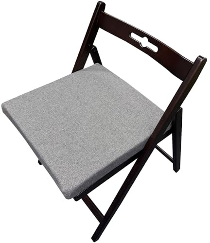 RTSFKFS Cojines for Silla Cuadrado 40×40 45×45 50×50 Cojín Decorativo de Lino for Silla, Sofá o Comedor Juego de Cojines con Cintas de Sujeción(Gris,50x50x3cm)
