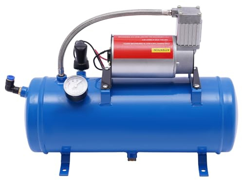 Air Compressor, Portable Air Compressors, Air Compressor Pump Tank Kit, 6L Tank Capacity Air Horn Compressors, Oil Free Air Pump Kit, with 3.8m Hose, for Automobile Tires, Bicycles, Balls