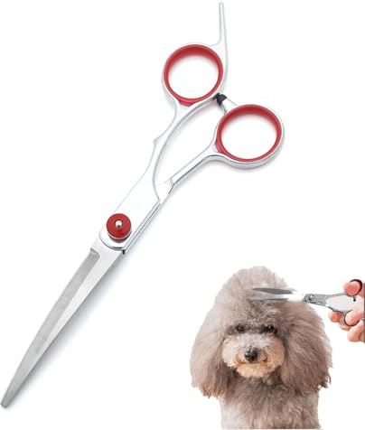 Tijeras para Perros, Curvado Tijeras de Pelaje Para Perro Y Gato, Seguridad Redonda De Encaje Tijeras De Aseo, Tijeras De Piel De Acero Inoxidable Para Perros Y Gatos, Tijeras De Perro