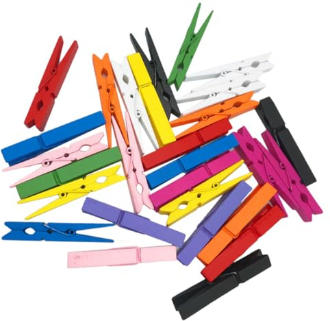 EPIGEIST 50 Pezzi Mollette in Legno Colorate per Artigianato e Foto Clip Resistenti e Leggere per Lavoretti Decorazioni e Uso in Classe Dimensioni Compatte