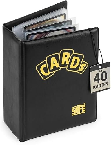 SAFE Taschenalbum für Trading Cards – Kompaktes Sammelalbum mit 40 Blättern | Schwarzer Einband | Für 40 Karten | Handliches Format für unterwegs
