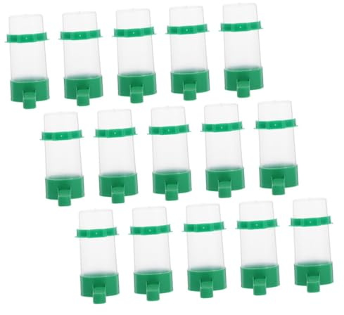 GRIRIW 15pcs Automatic Bird Feeder Plastic Bird Feeder Water Dispenser and Food Container Designed for Parrot Parakeets Cockatiel Budgie and Scenario