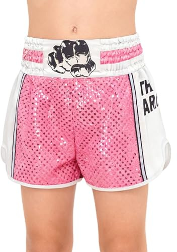 Zaldita Kinder Boxkampf Boxer Shorts für Mädchen Jungen Boxershorts Muay Thai MMA Kickbox Shorts Kickboxing Sportbekleidung Rosa 9-10 Jahre