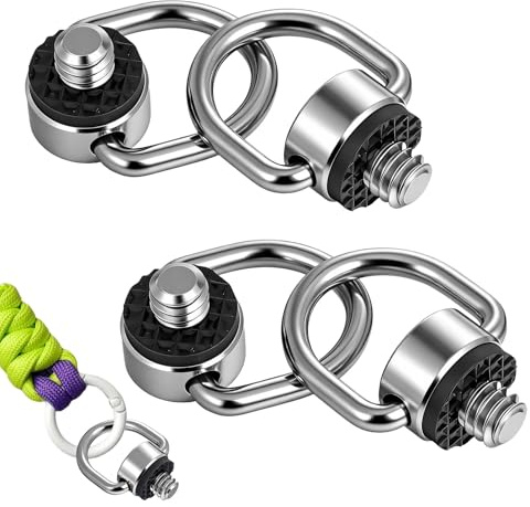 YBEATY 4PCS Camera Carabiner Clip D-Ring Stainless Steel D Ring Screw Hinged Holder Camera Fixing Screw 1/4-20 Thread Cameras for Easily Attach a Carabiner to Your Cameras with This