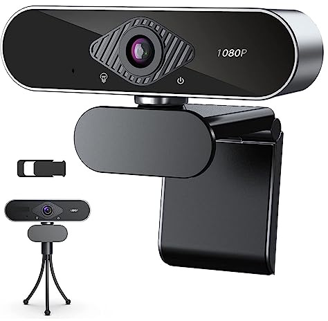 LLOOPK Webcam, Webcam 1080P Streaming Web Camera for PC HD Web CAM con micrófono 360 Rotación USB Webcam for computadora portátil