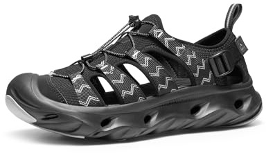 NORTIV 8 Sandales Homme Et Unisexes Aquatiques Séchage Rapide, Enfilage Facile Pour Randonnée Et Plein Air,Size M46/L45.5,Noir,SNST26005U