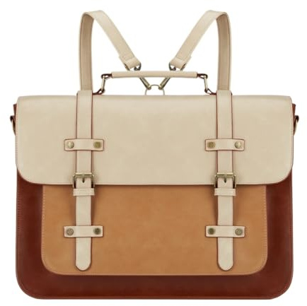 Kompatibel for Damen 15,6 Zoll Kunstleder Laptop Aktentasche Messenger Satchel Fashion Rucksack(Yellow)