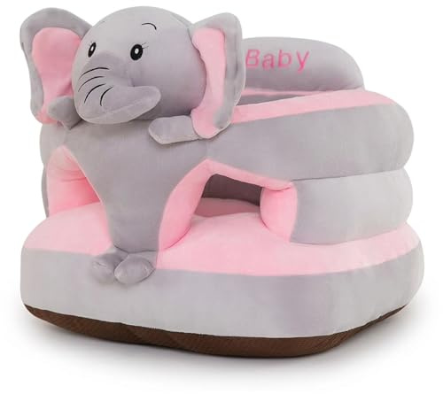 Otbushit Baby-Sitzstuhl, Elefanten-Plüsch-Stützkissen mit Rutschfester Basis, Bodensitzzubehör für Kleinkinder (grau)