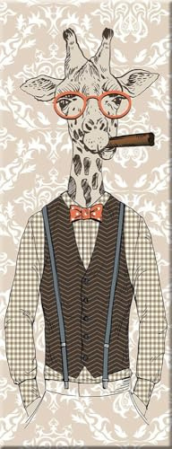artissimo Bild aus Glas 30x80 cm Tiere AG1884A – modernes Glasbild Wandbild Hochformat, Wanddeko Wohnzimmer beige braun, Vintage Hipster Stil