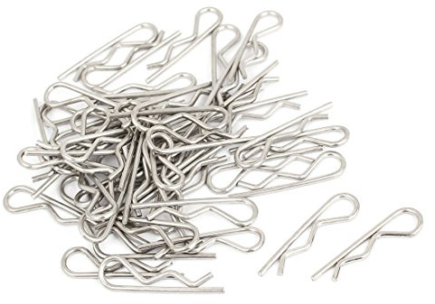 sourcing map 50 Stück Federsplint R Förmiger Splintstift 1.5 x 33 mm | Edelstahl Sicherungssplinte Silber Ton