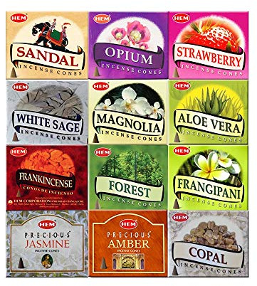 HEM HEM Lot de 12 boîtes de cônes d'encens | Parfum naturel pour salles aromatiques | Éliminateur d'odeurs et purificateur d'air