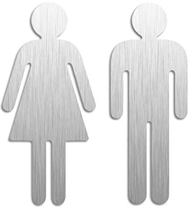 Targhetta cartello targa cartello Bagno Toilette WC Donne Uomini | Set di 2 Aacciaio inossidable adesivo