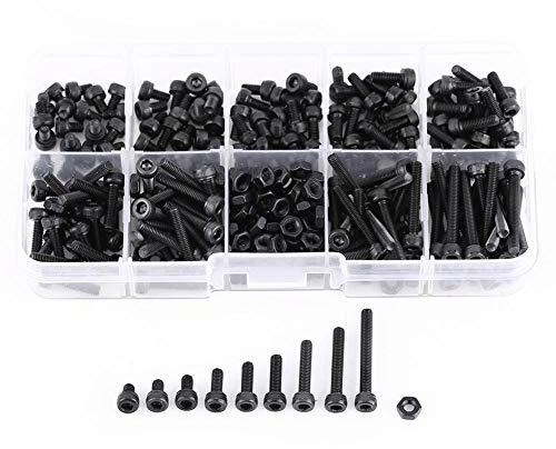 280 Stücke M3 Innensechskant schrauben Schrauben und Mutter Set, Schraube Schraubenmutter Sortiment Inklusive 4 mm/5 mm/6 mm/8 mm/10 mm/12 mm/16 mm/20mm/25mm